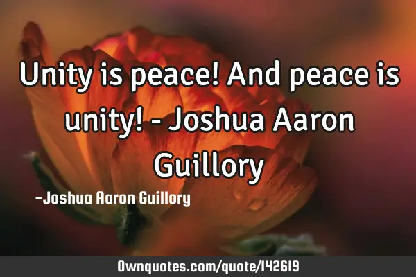 Unity is peace! And peace is unity! - Joshua Aaron G