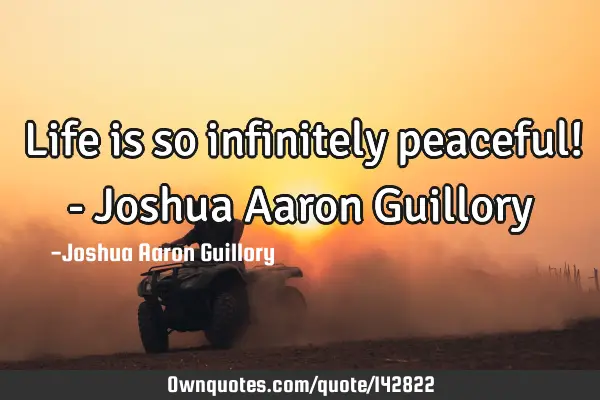 Life is so infinitely peaceful! - Joshua Aaron G
