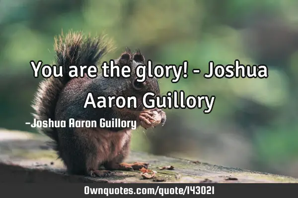 You are the glory! - Joshua Aaron G