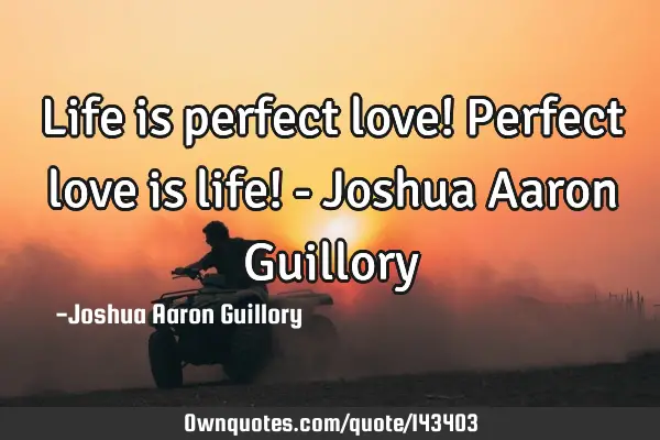 Life is perfect love! Perfect love is life! - Joshua Aaron G