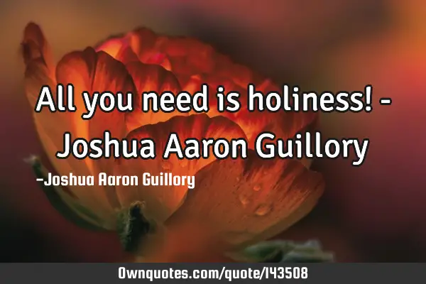 All you need is holiness! - Joshua Aaron G