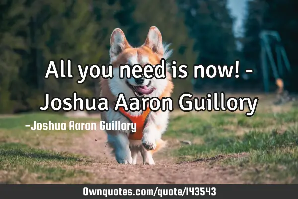 All you need is now! - Joshua Aaron G