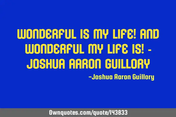 Wonderful is my life! And wonderful my life is! - Joshua Aaron G