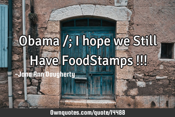 Obama /; I hope we Still Have FoodStamps !!!