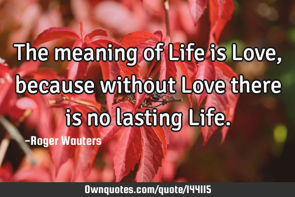 The meaning of Life is Love, because without Love there is no lasting L