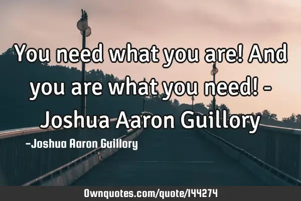You need what you are! And you are what you need! - Joshua Aaron G