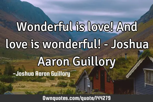 Wonderful is love! And love is wonderful! - Joshua Aaron G