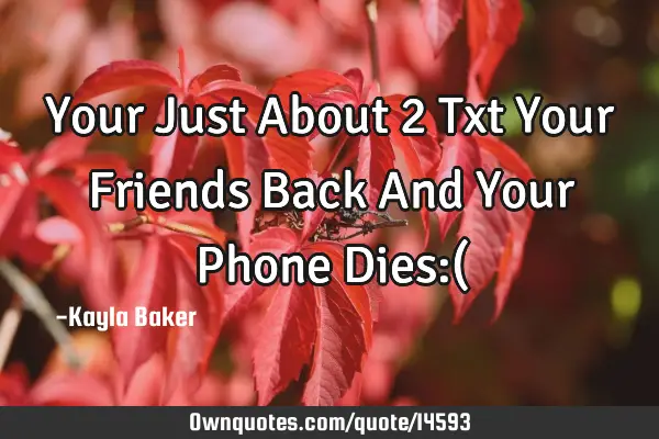 Your Just About 2 Txt Your Friends Back And Your Phone Dies:(