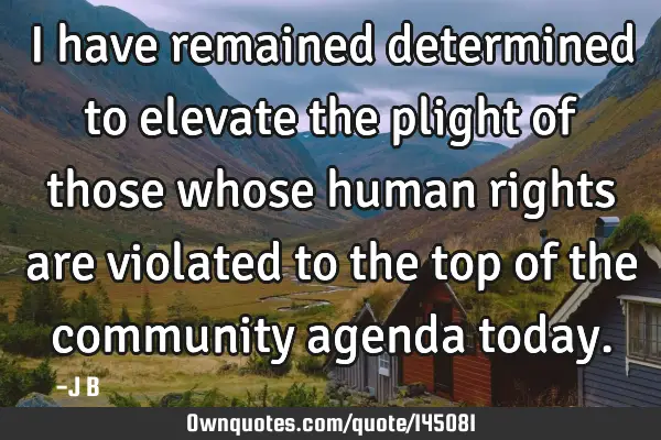 I have remained determined to elevate the plight of those whose human rights are violated to the
