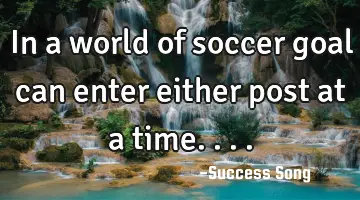 In a world of soccer goal can enter either post at a time....