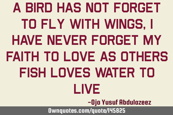 A bird has not forget to fly with wings, I have never forget my faith to love as others fish loves