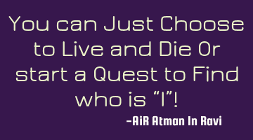 You can Just Choose to Live and Die Or start a Quest to Find who am 