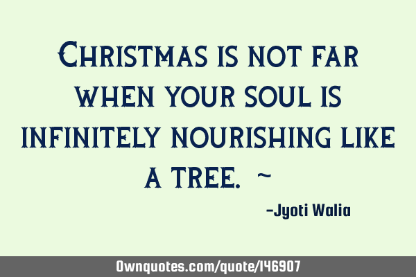 Christmas is not far when your soul is infinitely nourishing like a tree. ~