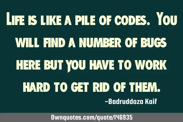 Life is like a pile of codes. You will find a number of bugs here but you have to work hard to get
