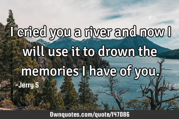 I cried you a river and now I will use it to drown the memories I have of