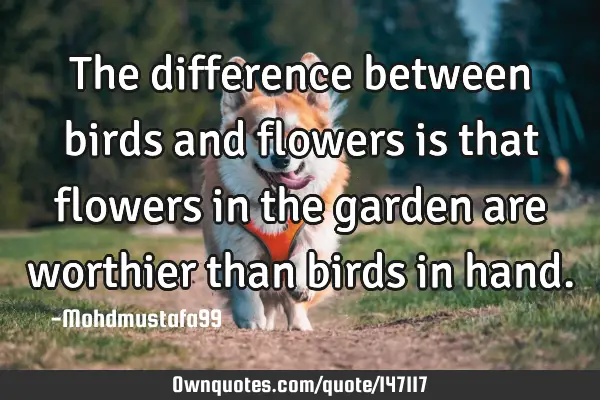 • The difference between birds and flowers is that flowers in the garden are worthier than birds
