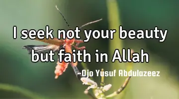 I seek not your beauty but faith in Allah