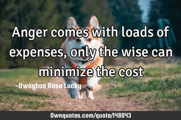Anger comes with loads of expenses, only the wise can minimize the