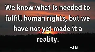 We know what is needed to fulfill human rights, but we have not yet made it a