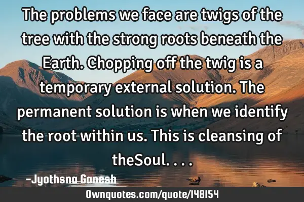 The problems we face are twigs of the tree with the strong roots beneath the Earth. Chopping off