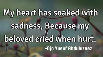 My heart has soaked with sadness, Because my beloved cried when hurt.