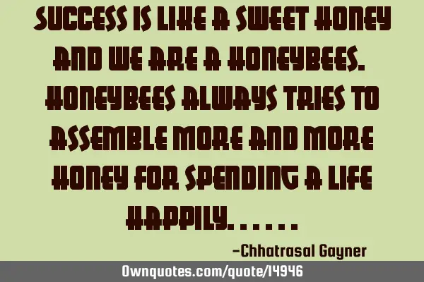 Success is like a sweet honey and we are a honeybees. Honeybees always tries to assemble more and