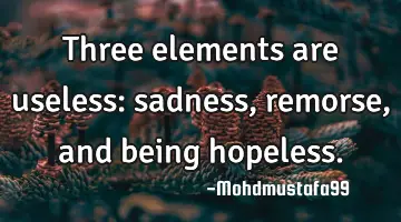 • Three elements are useless: sadness, remorse, and being hopeless.