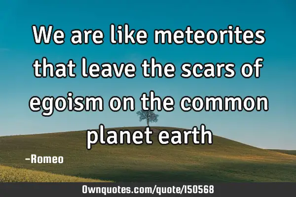 We are like meteorites that leave the scars of egoism on the common planet