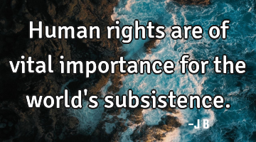 Human rights are of vital importance for the world's subsistence.