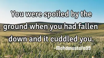 You were spoiled by the ground when you had fallen down and it cuddled you.