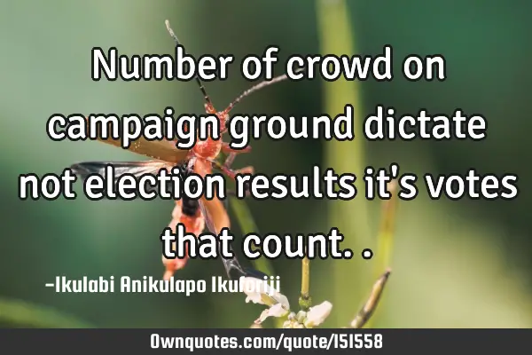 Number of crowd on campaign ground dictate not election results it