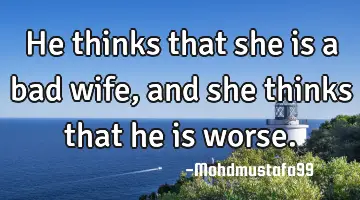 He thinks that she is a bad wife , and she thinks that he is worse.
