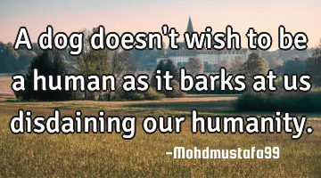 A dog doesn't wish to be a human as it barks at us disdaining our humanity.