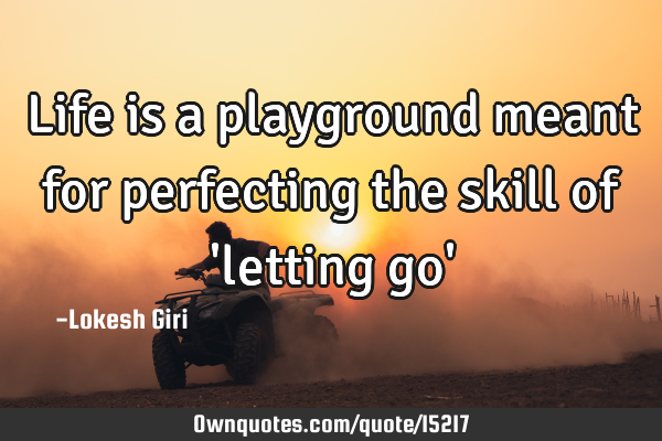 Life is a playground meant for perfecting the skill of 