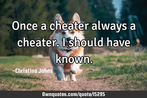 Once a cheater always a cheater. I should have