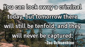 You can lock away a criminal today, but tomorrow there will still be tenfold, and they will never