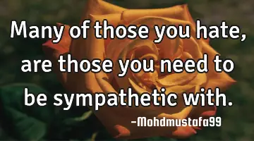 Many of those you hate, are those you need to be sympathetic with.