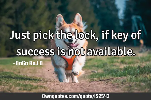 Just pick the lock, if key of success is not