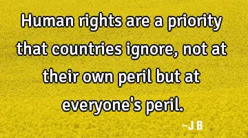 Human rights are a priority that countries ignore, not at their own peril but at everyone's peril.