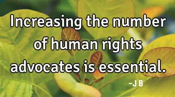 Increasing the number of human rights advocates is essential.