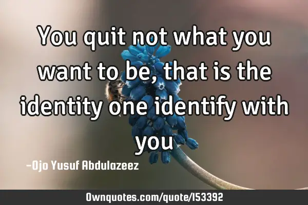 You quit not what you want to be, that is the identity one identify with