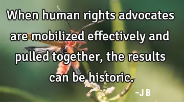 When human rights advocates are mobilized effectively and pulled together, the results can be