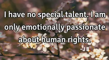 I have no special talent. I am only emotionally passionate about human rights.