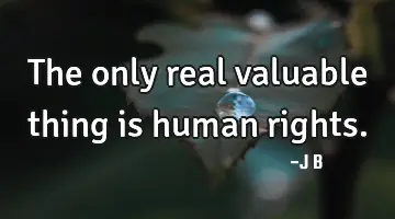 The only real valuable thing is human rights.