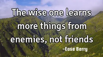 the wise one learns more things from enemies, not friends