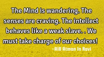 The Mind is wandering. The senses are craving. The intellect behaves like a weak slave.. We must