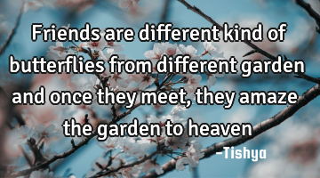 Friends are different kind of butterflies from different garden and once they meet, they amaze the