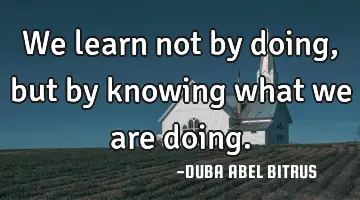 We learn not by doing, but by knowing what we are doing.