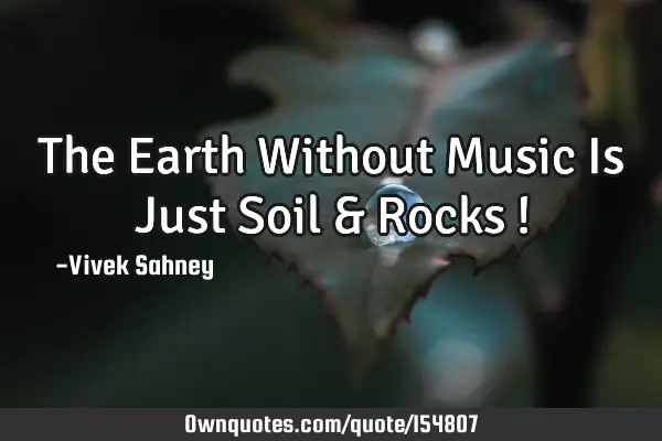 The Earth Without Music Is Just Soil & Rocks !