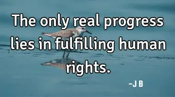 The only real progress lies in fulfilling human rights.